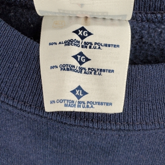 90s Jerzees Blank Sweatshirt Navy Long Sleeve Activewear Fleece Mens XL USA VTG - Picture 8 of 10